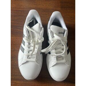 Adidas Womens Size 8 White Black Low Top Court Sneakers Casual Shoes